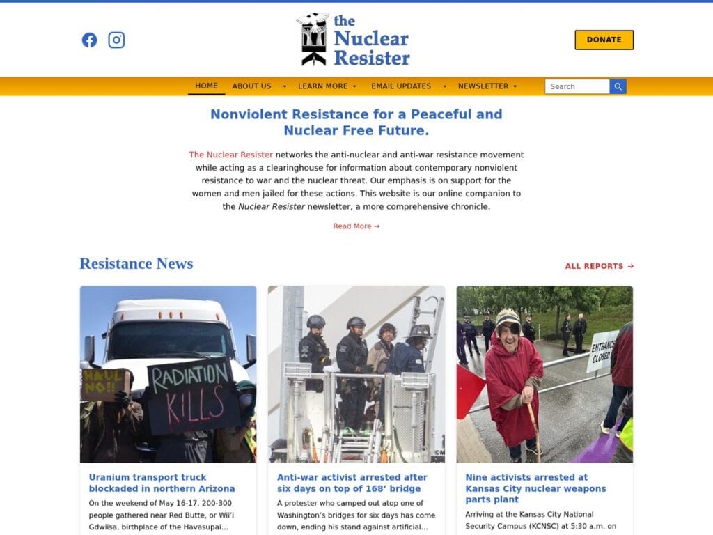 The Nuclear Resister website screenshot